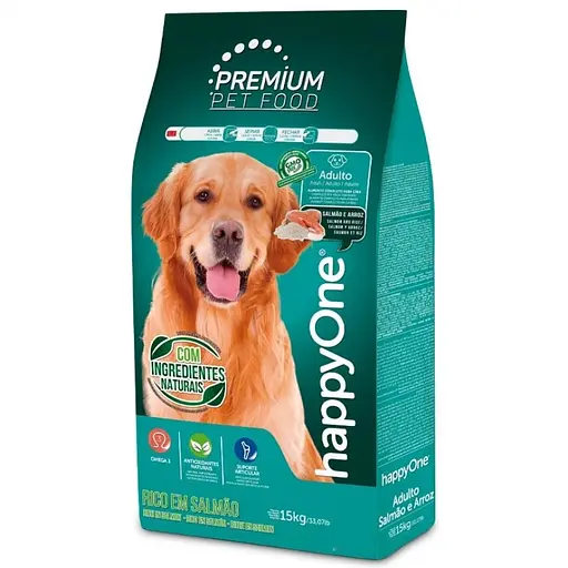 Сухий корм для дорослих собак happyOne Premium Adult Dog Salmon and Rice з лососем та рисом 15 кг - фото 1