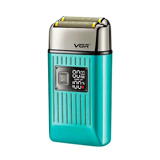 Электробритва VGR V-357 GREEN, двойное лезвие, 2 насадки, выдвижной триммер, IPX6, LED display, Box - фото 2