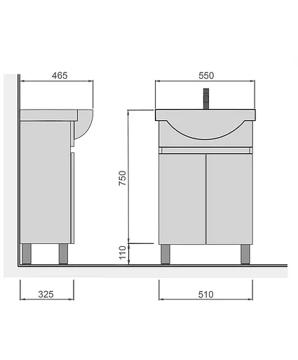 Тумба Мойдодир Temp. 55 з умивальником Freja 55 Білий - фото 2
