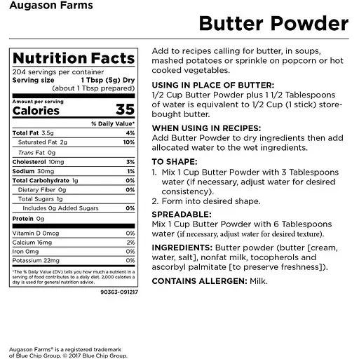 Вершкове масло сублімоване Augason Farms з великим терміном придатності 10 років 204 порції - фото 3