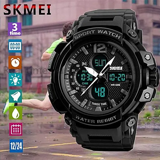 Чоловічий годинник Skmei 1343 Halk Чорний - фото 4