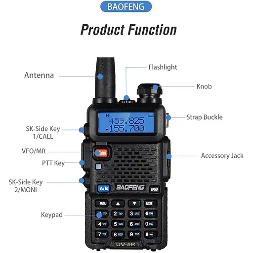 Портативна тактична рація Baofeng UV-5R 5W дводіапазонна з гарнітурою VHF136-174/UHF400-520 МГц (18835) - фото 8