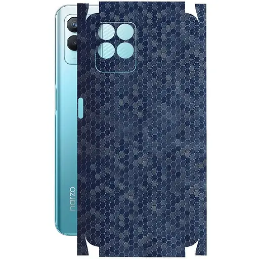 Защитная пленка StatusSKIN для Realme Narzo 50 Корпус Винил Соты синие - фото 1
