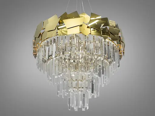 Вишукана, сучасна кришталева люстра на 14 ламп, діаметром 60 см, колір-зол - фото 2