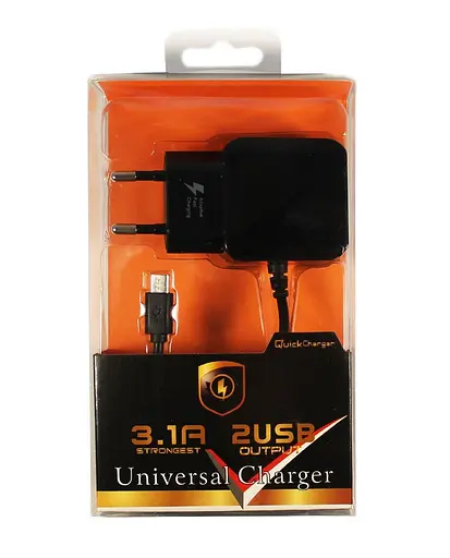 Блок живлення зарядний пристрій F13c 2 виходи USB + кабель microUSB - фото 3