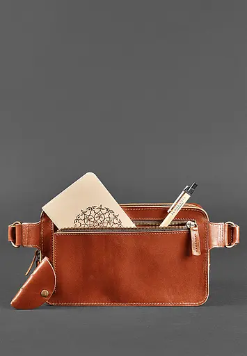 Шкіряна поясна сумка Dropbag Maxi світло-коричнева - фото 6