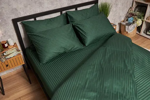 Комплект постельного белья Moon&Star Satin Stripe Stripe Verdant полуторный 143х210 наволочки 2х70х70 - фото 4