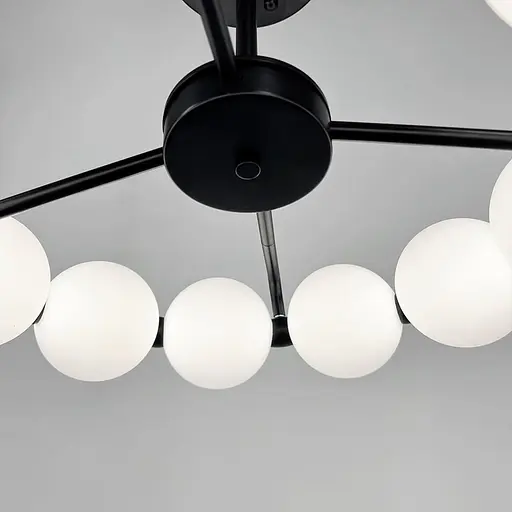 Потолочная черная люстра в виде кольца из полимерных шариков Ø 50 см Line F | Ст. 993-510 BK D120 - фото 4