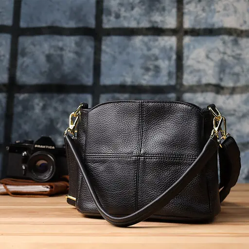 Классическая кожаная сумка для женщин Vintage с тремя отделениями 22.5х16.5х11.5 см sum0027625 - фото 9