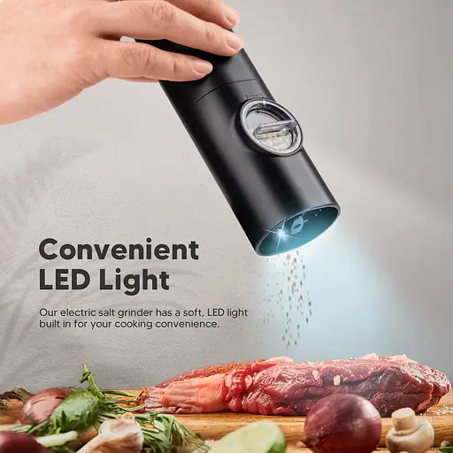 Virklyee USB Charging Pepper Mills Електричні млини для солі та перцю Набір з 2 регульованих шорстків зі світлодіодним - фото 2