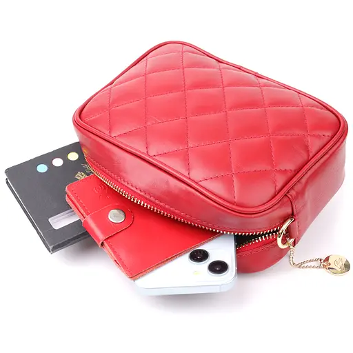 Сумка Tony Perotti в ромбы из натуральной кожи 18.5х13.5х6 см sum0027527 - фото 9