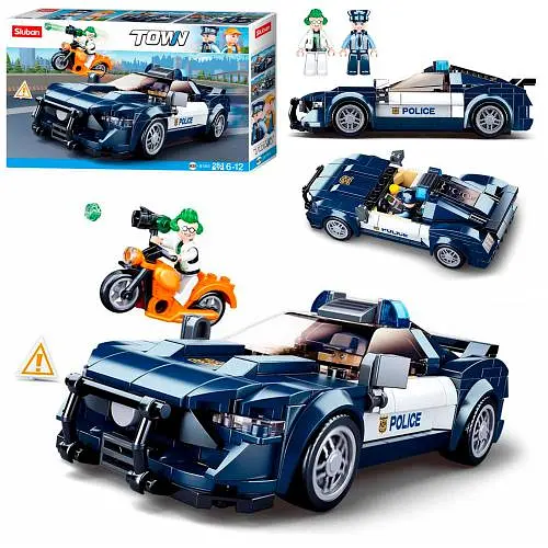 Конструктор SLUBAN Поліція, M38-B1063, 284 деталі, машина, мотоцикл, фігурки