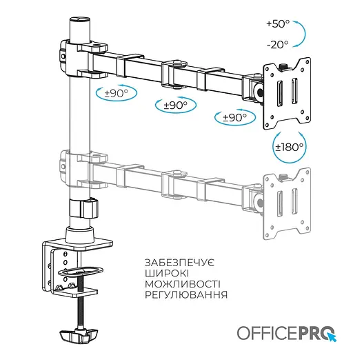 Настільне кріплення для монітора Officepro MA111B 17`-49` Black [148283] - фото 12