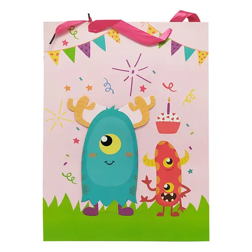 Подарочный пакет "Монстрики" Bambi 2373L, 40 х 30 х 0,1 Розовый - фото 1