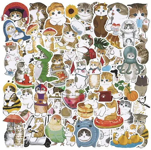 Стікерпак Смішні котики Набір наклейок GeekLand Funny cats 50 штук - фото 1