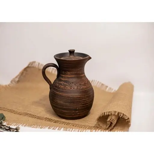 Кувшин керамический (глиняный) 2.5 л резной коричневый