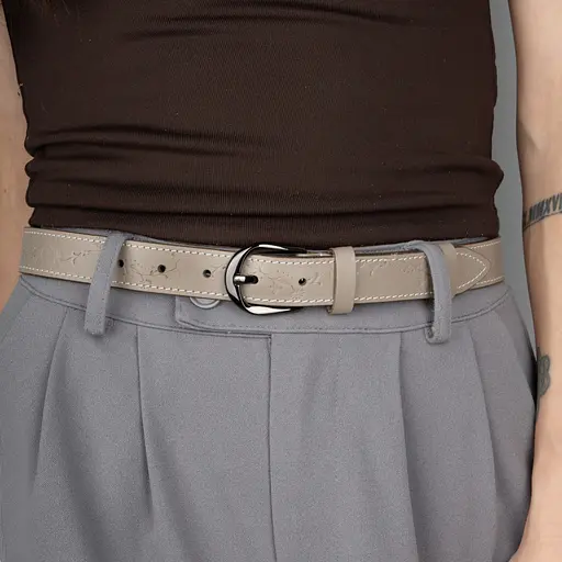 Ремень женский кожаный с цветами SF-255 мокко (125 см) - фото 2