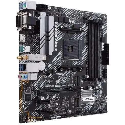 Материнская плата Asus Prime AM4 (B550) B550 WIFI II, B550, 4xDDR4, Int.Video(CPU), 4xSATA3, 2xM.2, 1xPCI-E 16x 4.0, 2xPCI-E 1x 3.0, ALC 5.2, 7xUSB3.2/2xUSB2.0, VGA/DVI-D/HDMI, MicroATX - фото 3