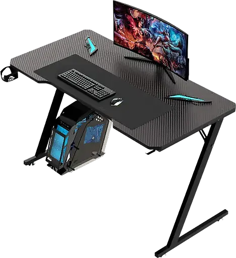 Геймерский компьютерный стол GT Racer T-1213, 120x60x73 Black (T-1213 (120x60x73) Black) - фото 4