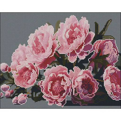 Алмазна мозаїка Strateg ПРЕМІУМ Гілка півонії без підрамника розміром 40х50 см (ZAV4050-12) - фото 1