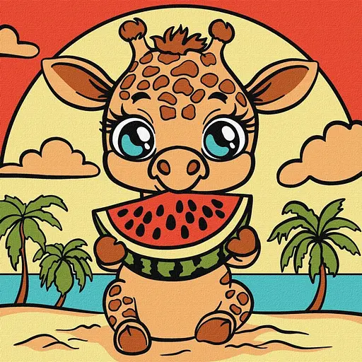 Картина по номерам "Жираф и арбуз" ©art_selena_ua Идейка KHO1241, 25х25 см - фото 1