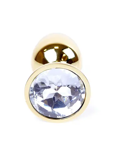 Металлическая анальная пробка с кристаллом Boss Jewellery Gold Plug 7 см (прозрачный) - фото 3