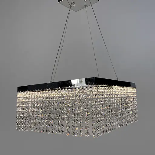 Неймовірна кришталева квадратна люстра з срібним обводком h25 Line.F Діаметр 30см - фото 5