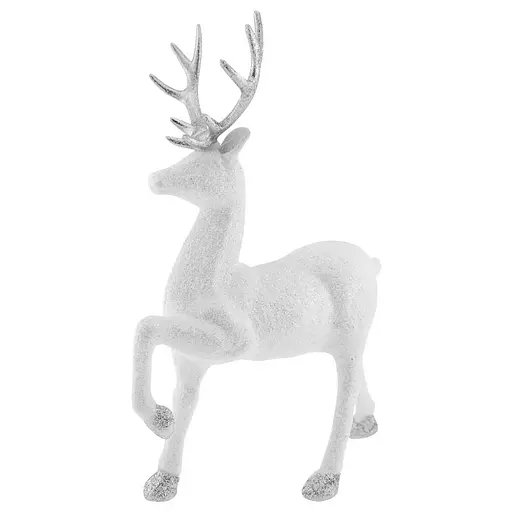 Елочная игрушка MIS LT Олень Благородный малый 11,5х5,5х16 см белый/серебряный - фото 1