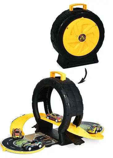Набор игровой трейлер трансформер колесо трек 6 металлических машин Желтый - фото 3
