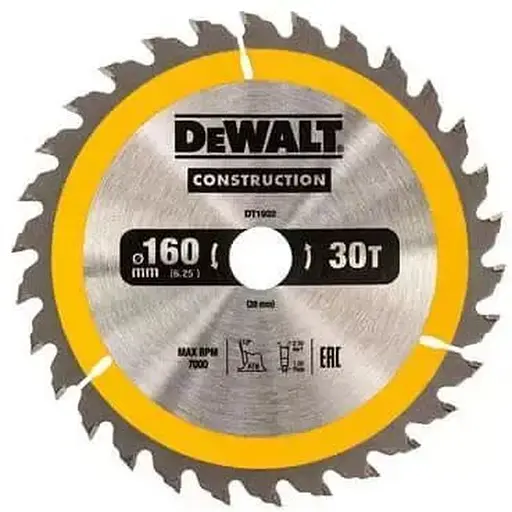 Диск пиляльний DeWalt Construction 160 х 20 мм 30 зубів (DT1932)