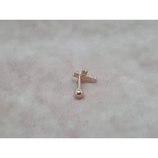 Золотая серьга для пирсинга хеликса Ирий Крестик с фианитами. З40102ШТ - фото 3