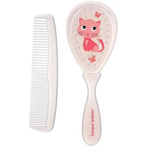 Щiтка для волосся тверда з гребінцем Canpol babies Cute Animals рожева (2/419_pin) - фото 1
