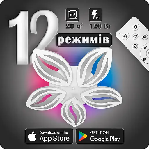 Люстра світлодіодна 517 Light 3color з пультом 120Вт Білий (01427) - фото 2