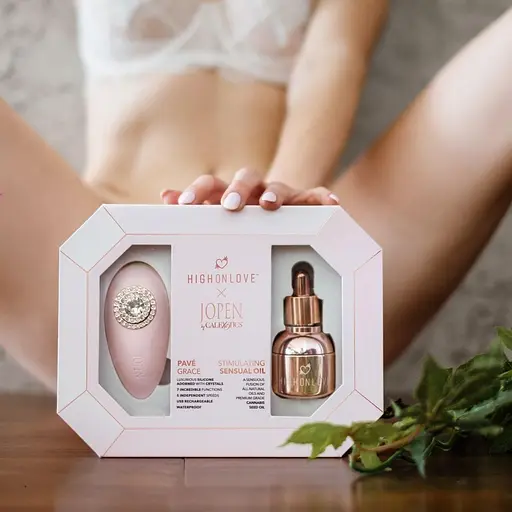 Подарунковий набір HighOnLove & Jopen: Objects of Desire краплі для клітора і вібратор з кристалами  - фото 4