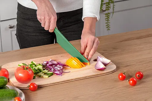 Пластиковий кухонний ніж для силіконового килимка крему, торта, тіста овочів і фруктів 30.5 см, Kitchette Зелений 84987 - фото 5