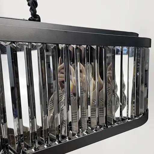 Люстра чорна видовжена з графітовими пластинами 120х30 см | Арт. MJ 160L-1200 BK+GR | Line F - фото 3