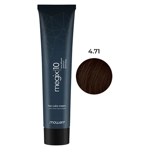 Фарба для волосся з низьким вмістом аміаку Megix10 Mowan 4.71 холодний бордовий середньо-коричневий 100 мл - фото 1