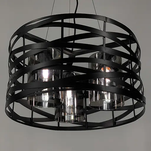 Люстра Лофт у чорному корпусі плетений овал Line.F Колір плафона Янтарний - фото 6