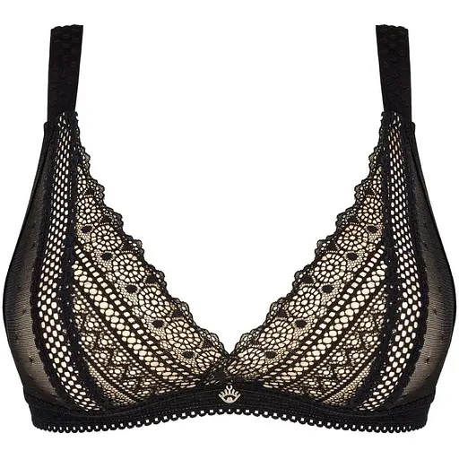 Мереживний бюстгальтер із трикутною чашкою Obsessive Estiqua bra M/L, чорний, широкі лямки