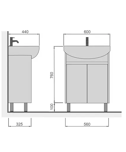Тумба Мойдодир Nice Loft 60 з умивальником Proxy 60 бетон з білим Білий - фото 7