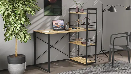 Письменный стол Ferrum-decor Серии Конект с этажеркой 75x120x60 черный ДСП Дуб Артизан 16мм (FRD-104221) - фото 2