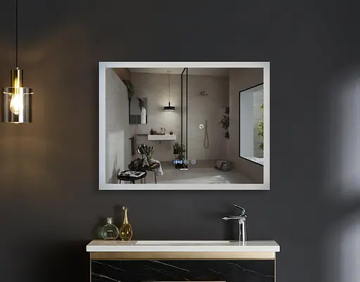 Дзеркало Mixxus Flat MR04-100x80 (LED Touch, годинник, антизапотівання, димер, регулювання яскравості) MI6927 - фото 4