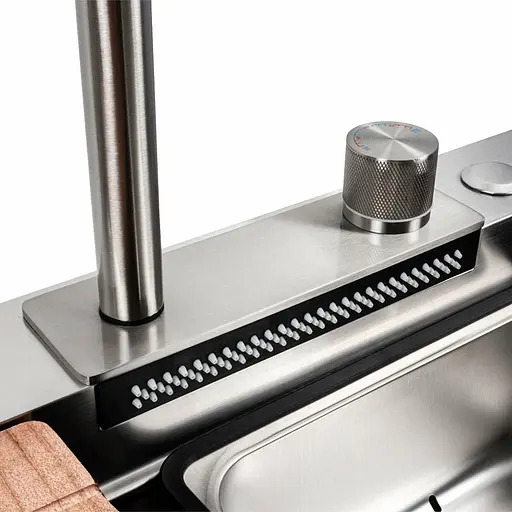 Кухонна мийка нержавійка CM 75x46A Platinum Handmade Водоспад, Нержавіюча сталь - фото 4