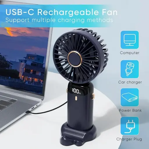 Вентилятор ручной 5 режимов USB Mini Fan - фото 4