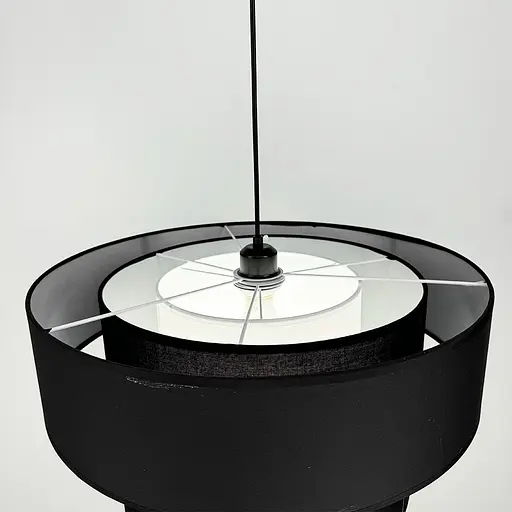 Дизайнерская люстра IONOS 2 с текстильным абажуром Line.F MJ 159-500 BK+BK+WT - фото 7