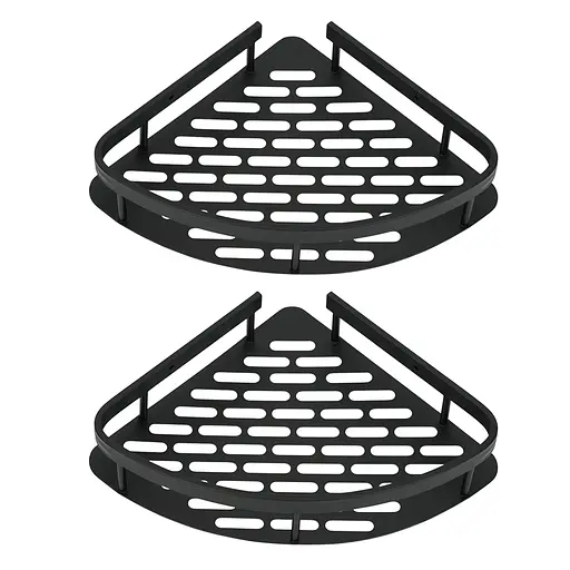 Набір металевих полиць для ванної кімнати Fabrika OPAL 2 шт чорні+подарунок йоржик для унітазу Fabrika PRACTIС White - фото 3