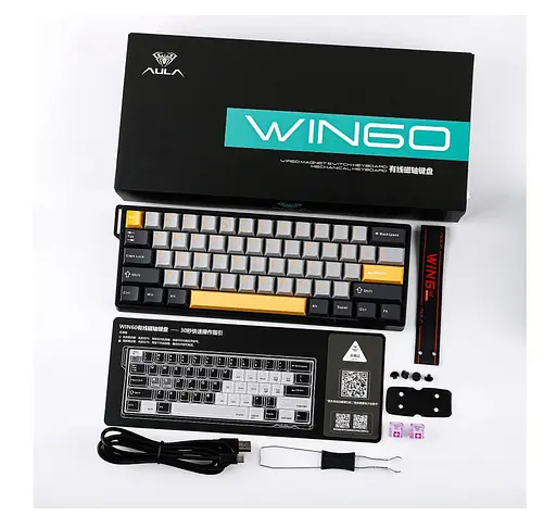 Клавиатура игровая механическая AULA WIN-60 HE-Max Black-Grey-Yellow Magnetic switch ENG/UKR - фото 5