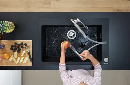 Змішувач Hansgrohe Metris Select 320 2jet кухонний на 2 отвори з витяжним виливом Sbox Chrome 73806000 Хром - фото 5