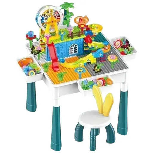 Детский столик HX 839-85 B игровой набор многофункциональный с конструктором стулом и колесом обозрения