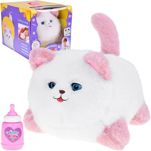 Интерактивная мягкая игрушка AiDA Smart Blinking Cat бело-розовая (AD54081)